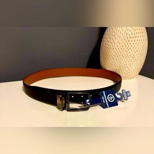 New Original Penguin Men's Reversible Belt Genuine Leather Size 38 Black Brown